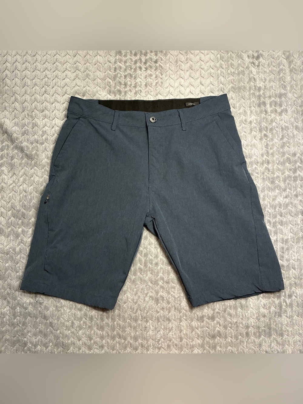 Kenneth Cole Slate Blue Flat-Front Stretch Shorts
